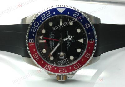 Low Price Rolex GMT Master II Pepsi Replica Watch Ss Black Rubber Strap